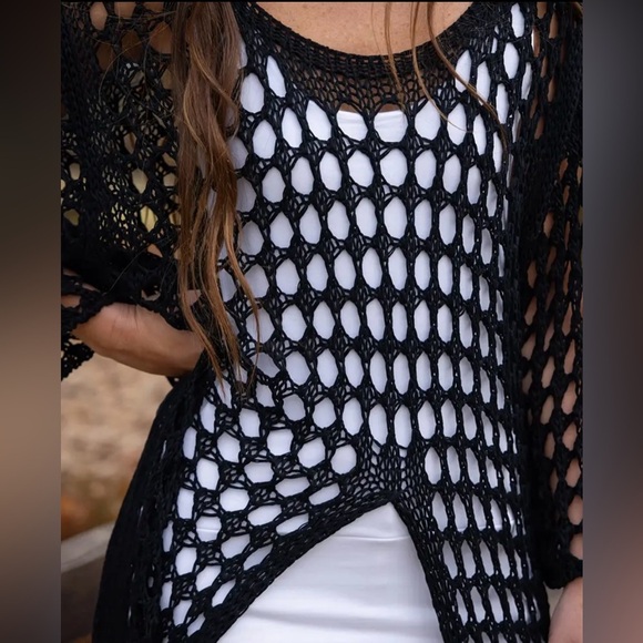 Black Crochet Cover-Up - Picture 5 of 7